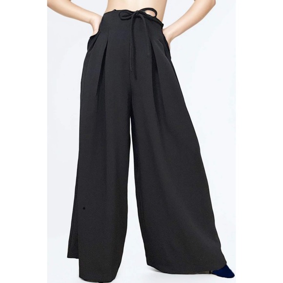N By Nancy Pants - N by Nancy Women's Pants Wide Leg‎ Pallazzo Inverted Pleat Black XXL